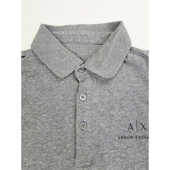 A/X Armani Exchange Size Small Mens Charcoal Gray chest Logo Short Sleeve Polo - Picture 10 of 10